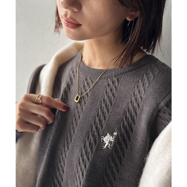 大人のためのコンパクトニット。胸刺繍ショート丈ケーブル編みニット（長袖） | Classical Elf  | 詳細画像17 