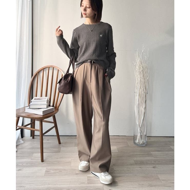 大人のためのコンパクトニット。胸刺繍ショート丈ケーブル編みニット（長袖） | Classical Elf  | 詳細画像20 