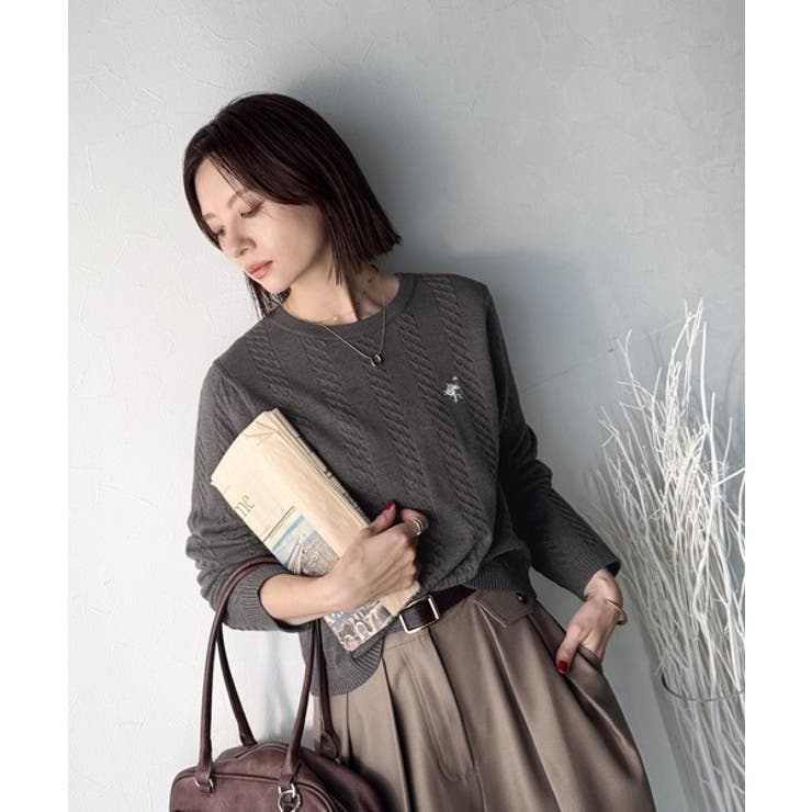 大人のためのコンパクトニット。胸刺繍ショート丈ケーブル編みニット（長袖） | Classical Elf  | 詳細画像21 