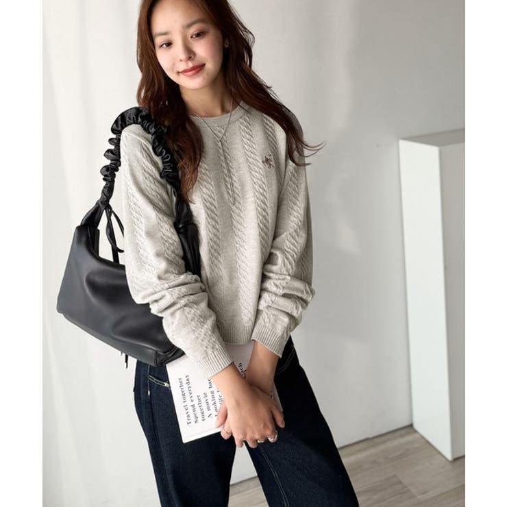 大人のためのコンパクトニット。胸刺繍ショート丈ケーブル編みニット（長袖） | Classical Elf  | 詳細画像27 