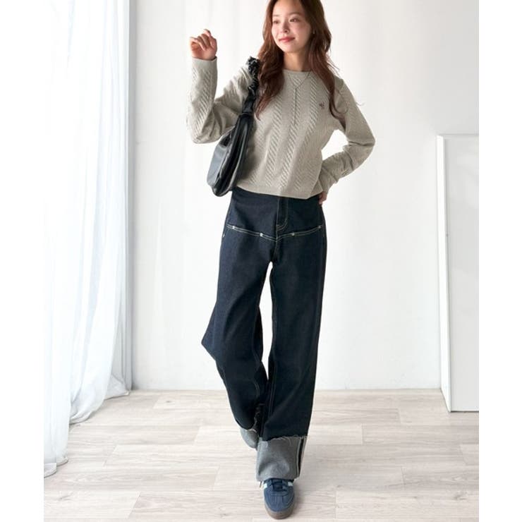 大人のためのコンパクトニット。胸刺繍ショート丈ケーブル編みニット（長袖） | Classical Elf  | 詳細画像28 