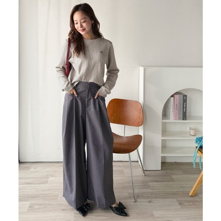 大人のためのコンパクトニット。胸刺繍ショート丈ケーブル編みニット（長袖） | Classical Elf  | 詳細画像30 