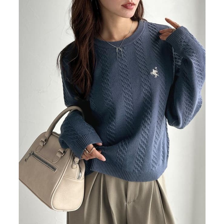 大人のためのコンパクトニット。胸刺繍ショート丈ケーブル編みニット（長袖） | Classical Elf  | 詳細画像33 