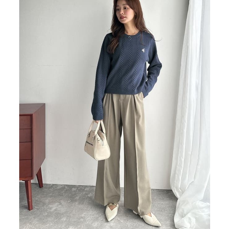 大人のためのコンパクトニット。胸刺繍ショート丈ケーブル編みニット（長袖） | Classical Elf  | 詳細画像37 