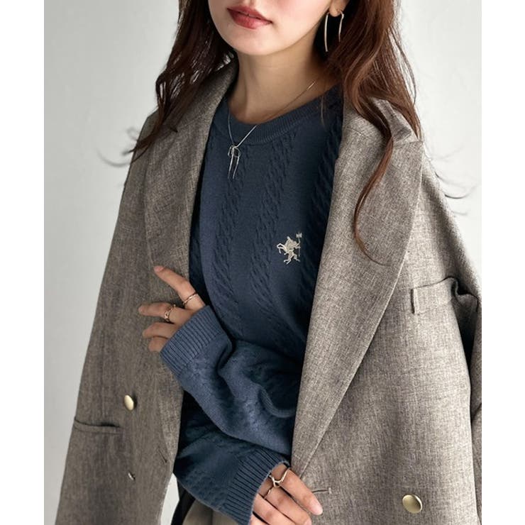 大人のためのコンパクトニット。胸刺繍ショート丈ケーブル編みニット（長袖） | Classical Elf  | 詳細画像38 