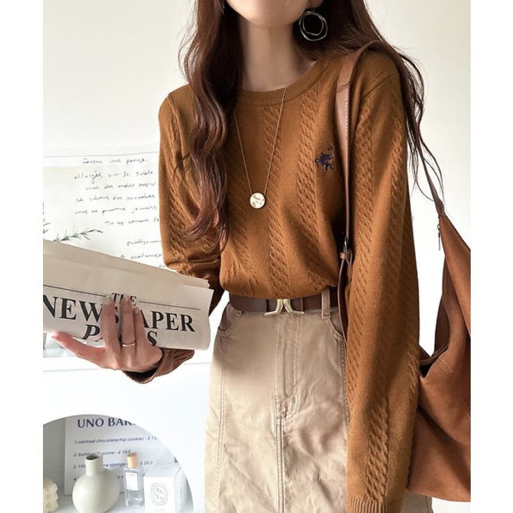 大人のためのコンパクトニット。胸刺繍ショート丈ケーブル編みニット（長袖） | Classical Elf  | 詳細画像40 