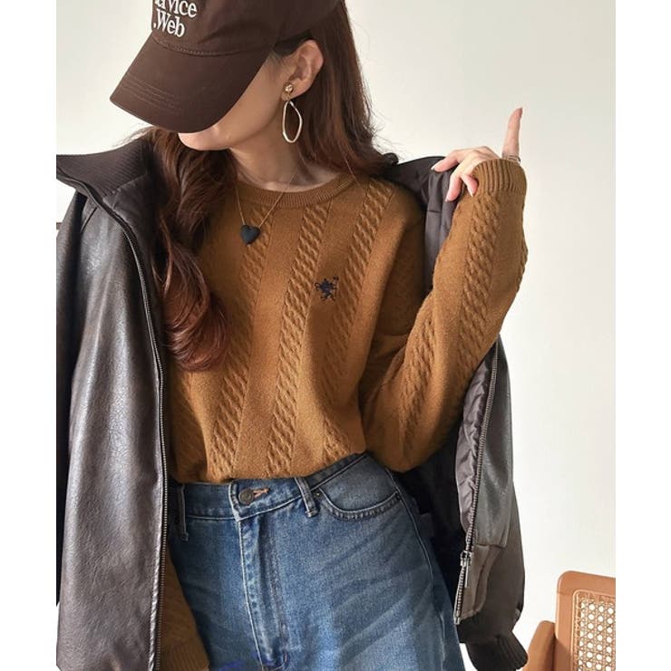 大人のためのコンパクトニット。胸刺繍ショート丈ケーブル編みニット（長袖） | Classical Elf  | 詳細画像44 