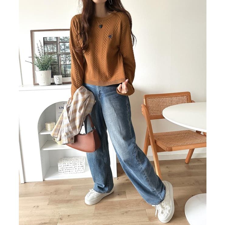 大人のためのコンパクトニット。胸刺繍ショート丈ケーブル編みニット（長袖） | Classical Elf  | 詳細画像45 