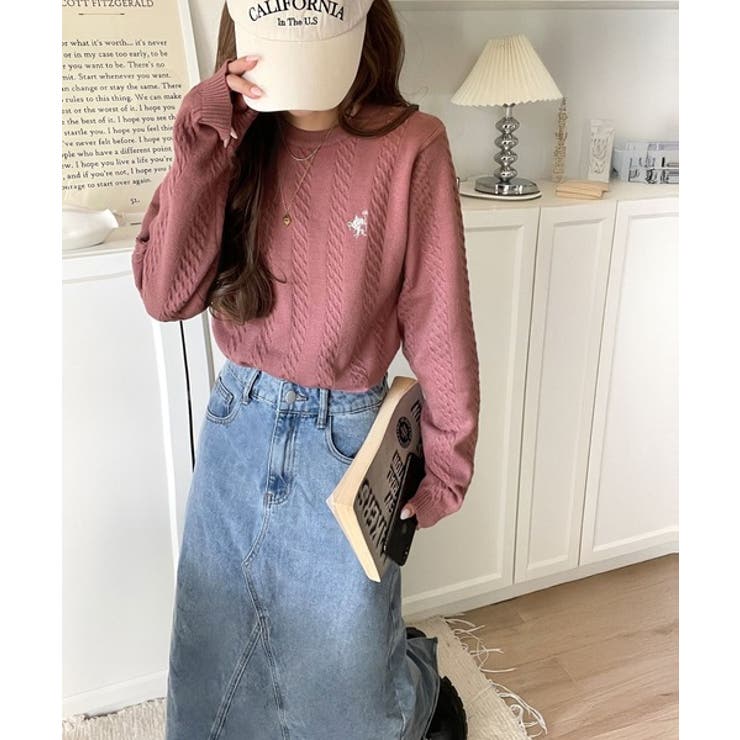 大人のためのコンパクトニット。胸刺繍ショート丈ケーブル編みニット（長袖） | Classical Elf  | 詳細画像56 