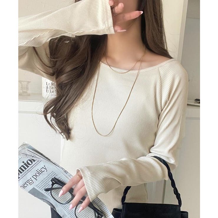 デコルテラインを美しく演出。クルーネックリブトップス（長袖） | Classical Elf  | 詳細画像9 