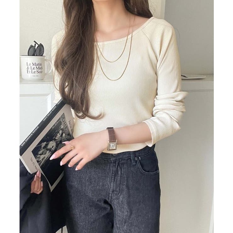 デコルテラインを美しく演出。クルーネックリブトップス（長袖） | Classical Elf  | 詳細画像12 