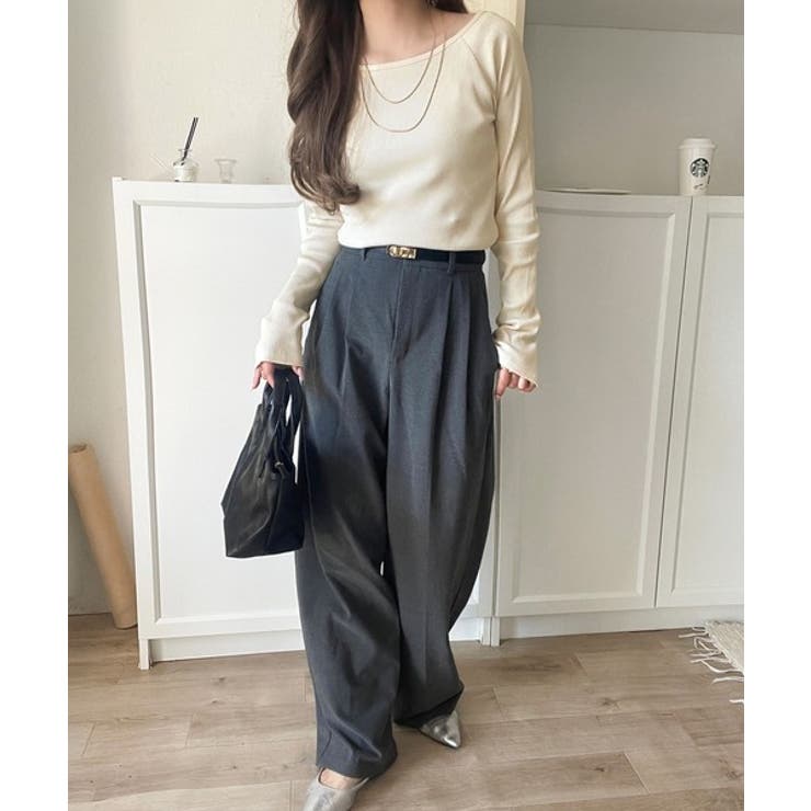 デコルテラインを美しく演出。クルーネックリブトップス（長袖） | Classical Elf  | 詳細画像14 