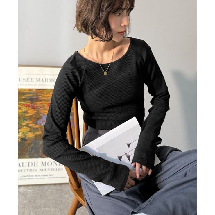 デコルテラインを美しく演出。クルーネックリブトップス（長袖） | Classical Elf  | 詳細画像18 