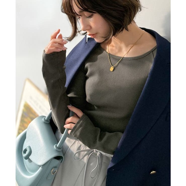 デコルテラインを美しく演出。クルーネックリブトップス（長袖） | Classical Elf  | 詳細画像30 