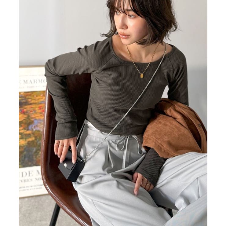 デコルテラインを美しく演出。クルーネックリブトップス（長袖） | Classical Elf  | 詳細画像31 