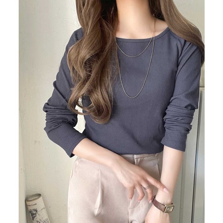 デコルテラインを美しく演出。クルーネックリブトップス（長袖） | Classical Elf  | 詳細画像34 