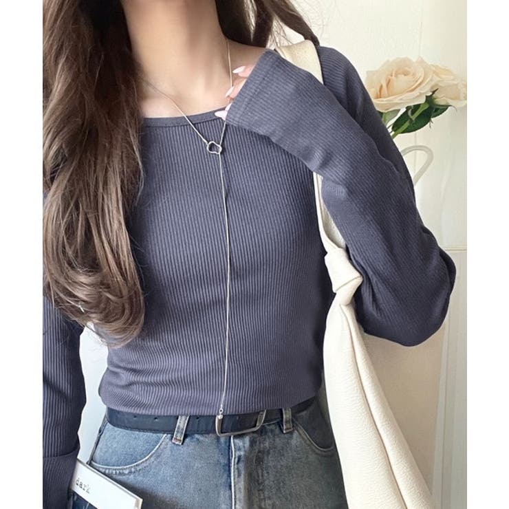 デコルテラインを美しく演出。クルーネックリブトップス（長袖） | Classical Elf  | 詳細画像36 