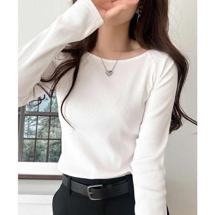 デコルテラインを美しく演出。クルーネックリブトップス（長袖） | Classical Elf  | 詳細画像1 