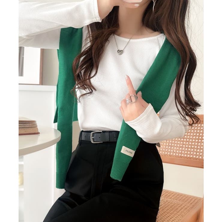 デコルテラインを美しく演出。クルーネックリブトップス（長袖） | Classical Elf  | 詳細画像2 