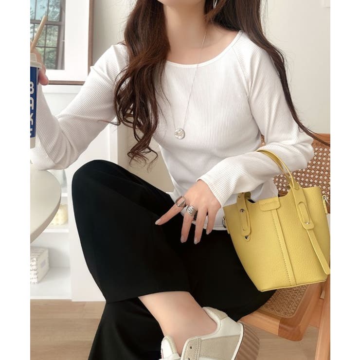 デコルテラインを美しく演出。クルーネックリブトップス（長袖） | Classical Elf  | 詳細画像3 