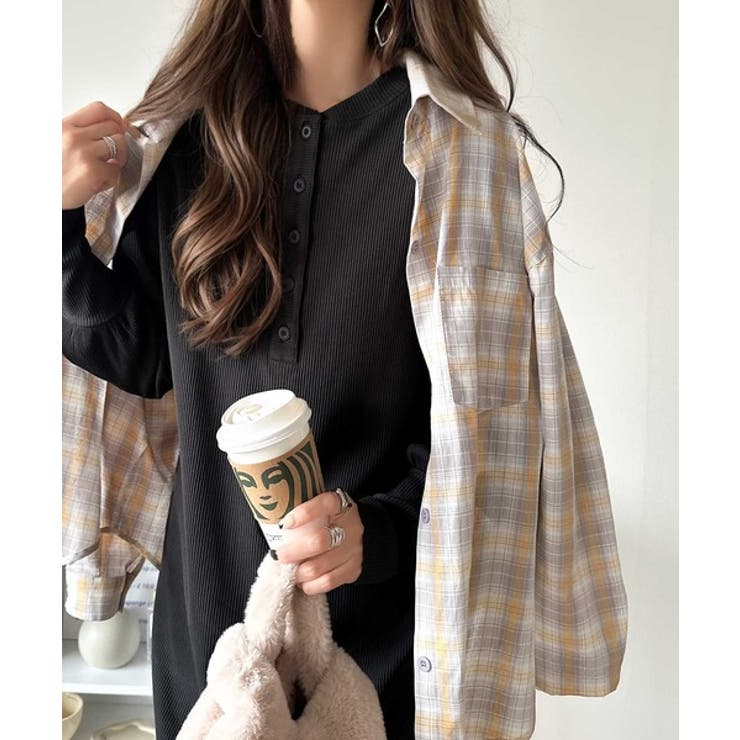 ブラック | リラックス感とお洒落を両立。2wayヘンリーネックリブワンピース（ロング丈） | Classical Elf 