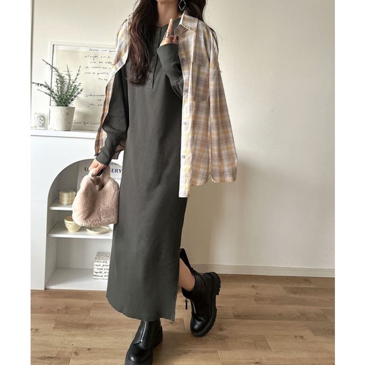 リラックス感とお洒落を両立。2wayヘンリーネックリブワンピース（ロング丈） | Classical Elf  | 詳細画像13 