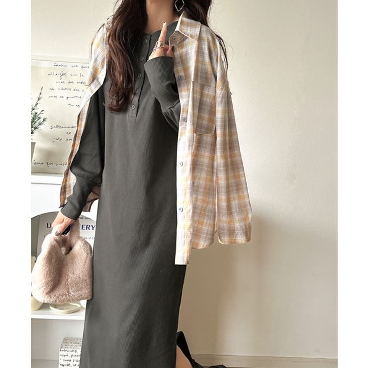 リラックス感とお洒落を両立。2wayヘンリーネックリブワンピース（ロング丈） | Classical Elf  | 詳細画像14 