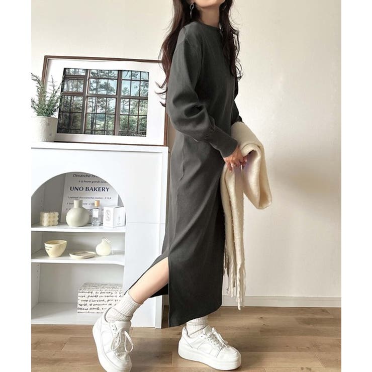 リラックス感とお洒落を両立。2wayヘンリーネックリブワンピース（ロング丈） | Classical Elf  | 詳細画像18 