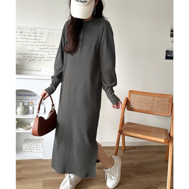 リラックス感とお洒落を両立。2wayヘンリーネックリブワンピース（ロング丈） | Classical Elf  | 詳細画像20 