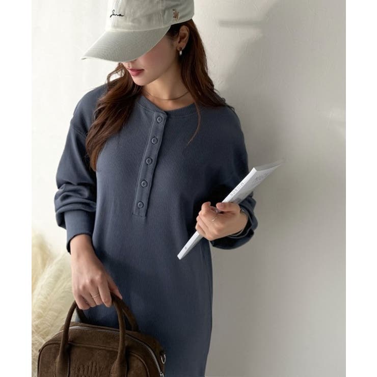 リラックス感とお洒落を両立。2wayヘンリーネックリブワンピース（ロング丈） | Classical Elf  | 詳細画像24 