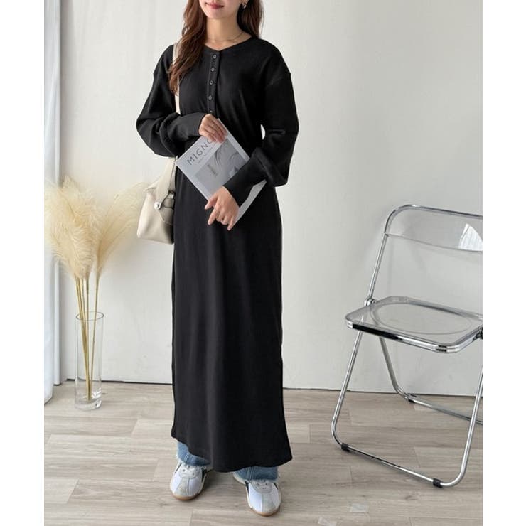 リラックス感とお洒落を両立。2wayヘンリーネックリブワンピース（ロング丈） | Classical Elf  | 詳細画像5 