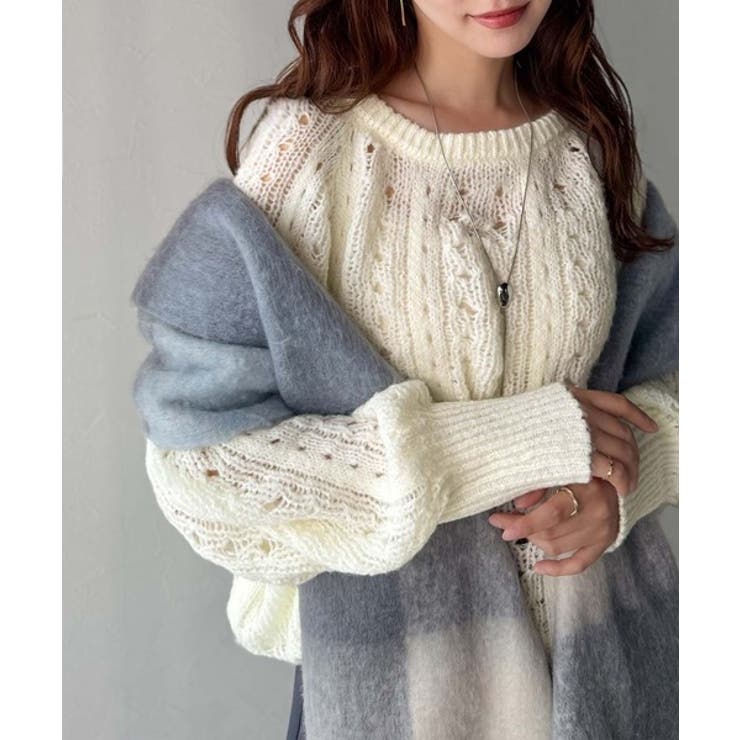 アイボリー | 着るだけで上級者見えが叶う1枚♪ポコポコ透かし編みニットPO | Classical Elf 