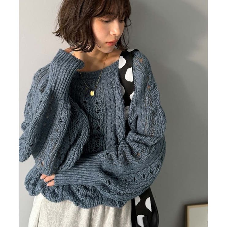 ブルー | 着るだけで上級者見えが叶う1枚♪ポコポコ透かし編みニットPO | Classical Elf 