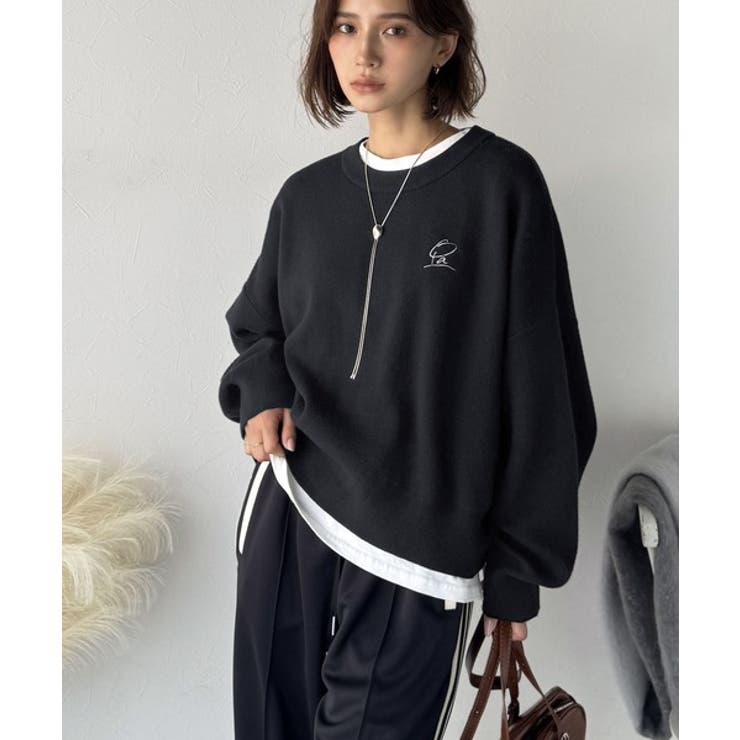 シンプルながらも洗練されたデザインで、こなれ感。胸刺繍スウェット見えコクーンニッ… | Classical Elf  | 詳細画像15 