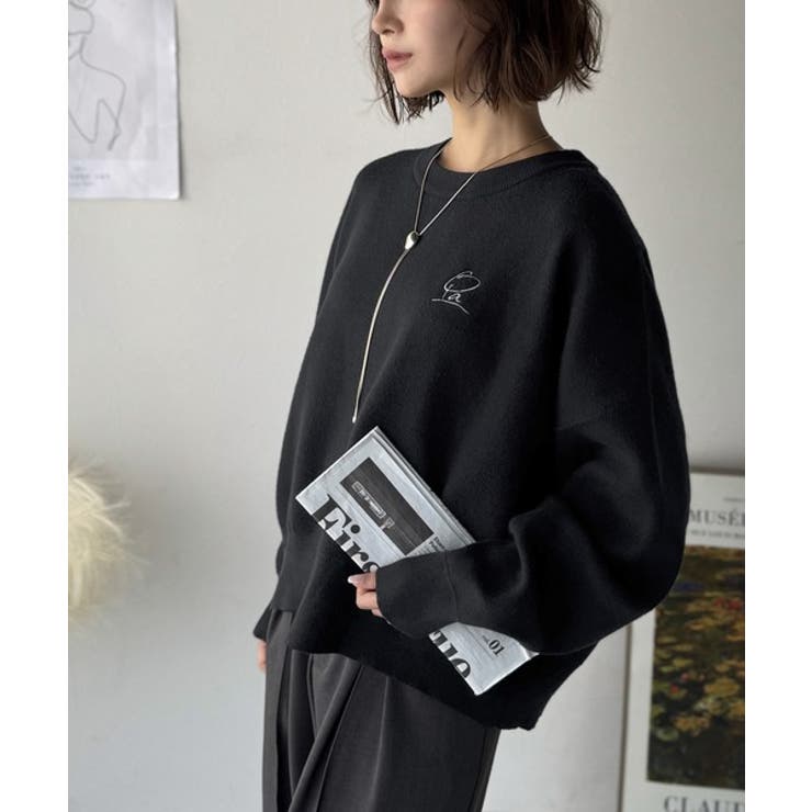 シンプルながらも洗練されたデザインで、こなれ感。胸刺繍スウェット見えコクーンニッ… | Classical Elf  | 詳細画像16 