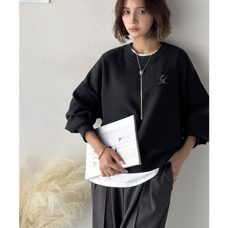 シンプルながらも洗練されたデザインで、こなれ感。胸刺繍スウェット見えコクーンニッ… | Classical Elf  | 詳細画像19 