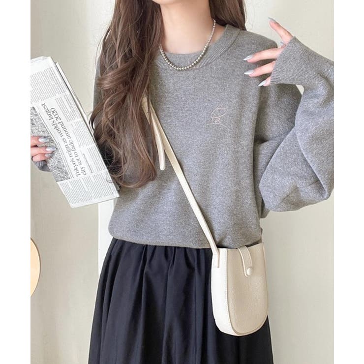 シンプルながらも洗練されたデザインで、こなれ感。胸刺繍スウェット見えコクーンニッ… | Classical Elf  | 詳細画像25 