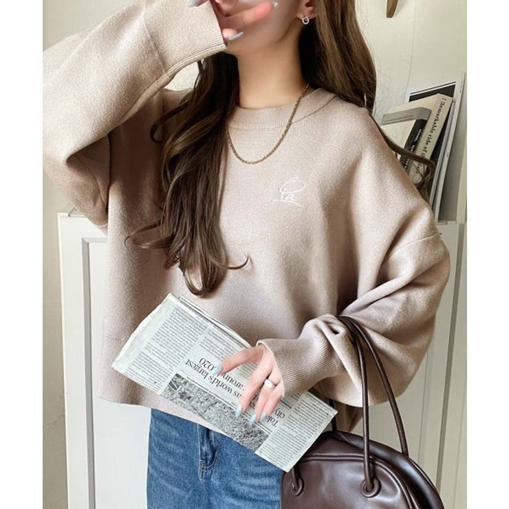 シンプルながらも洗練されたデザインで、こなれ感。胸刺繍スウェット見えコクーンニッ… | Classical Elf  | 詳細画像29 