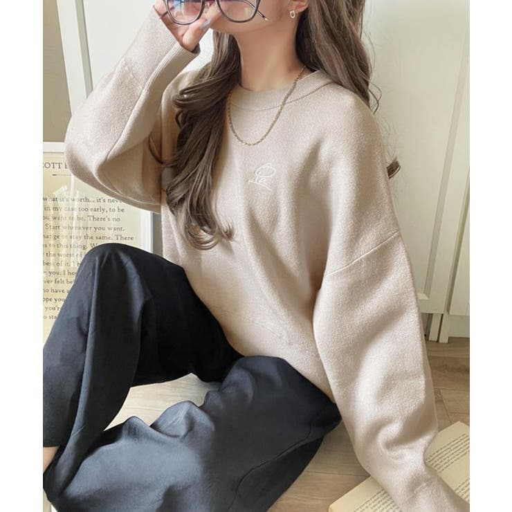 シンプルながらも洗練されたデザインで、こなれ感。胸刺繍スウェット見えコクーンニッ… | Classical Elf  | 詳細画像34 