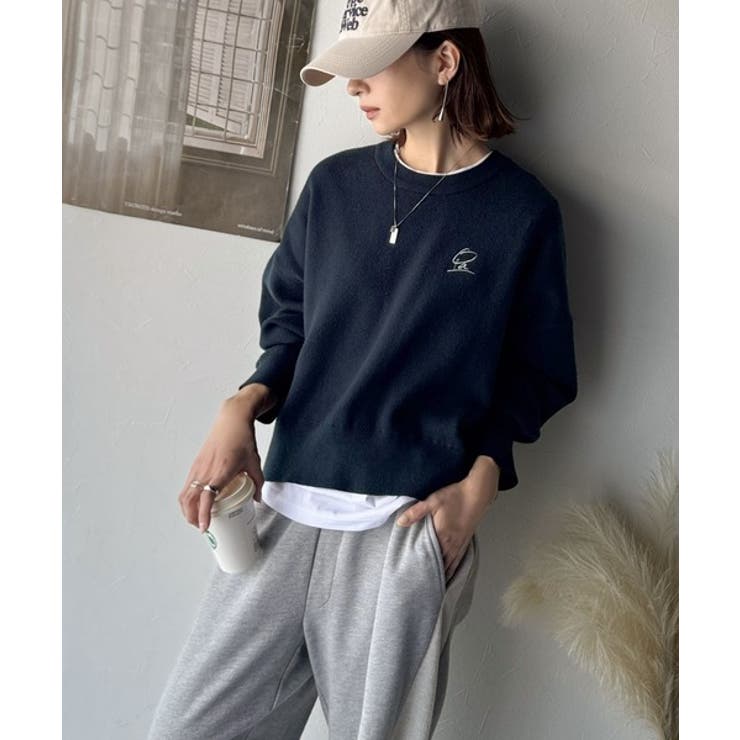 シンプルながらも洗練されたデザインで、こなれ感。胸刺繍スウェット見えコクーンニッ… | Classical Elf  | 詳細画像38 