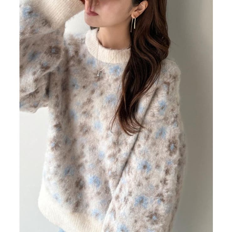 アイボリー | ヴィンテージライクなデザインで上級見え◎アンティークラグモチーフ柄ニットPO | Classical Elf 