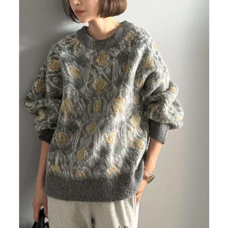 ヴィンテージライクなデザインで上級見え◎アンティークラグモチーフ柄ニットPO | Classical Elf  | 詳細画像12 