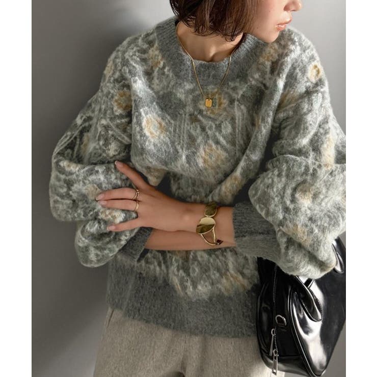 ヴィンテージライクなデザインで上級見え◎アンティークラグモチーフ柄ニットPO | Classical Elf  | 詳細画像13 