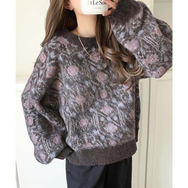 ヴィンテージライクなデザインで上級見え◎アンティークラグモチーフ柄ニットPO | Classical Elf  | 詳細画像24 