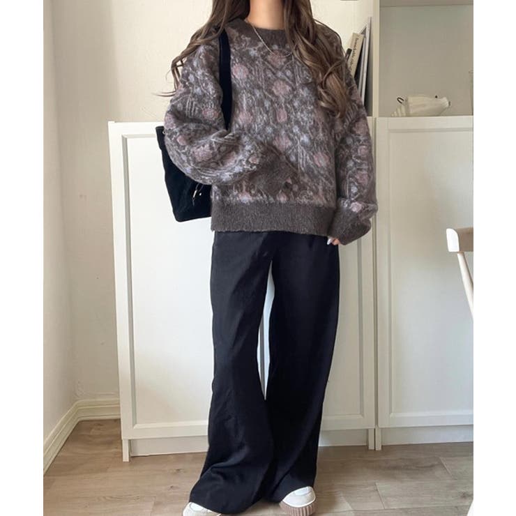 ヴィンテージライクなデザインで上級見え◎アンティークラグモチーフ柄ニットPO | Classical Elf  | 詳細画像25 