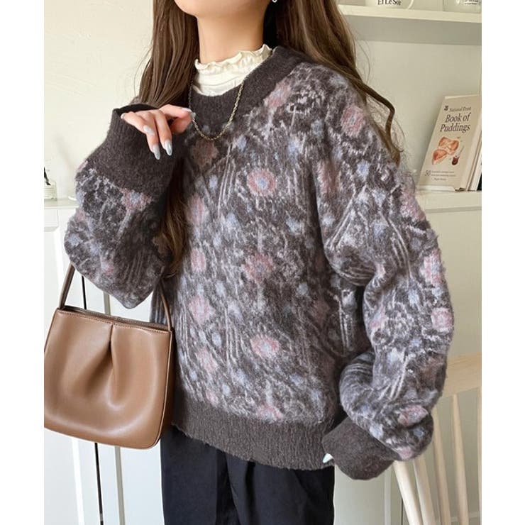 ヴィンテージライクなデザインで上級見え◎アンティークラグモチーフ柄ニットPO（長… | Classical Elf  | 詳細画像31 