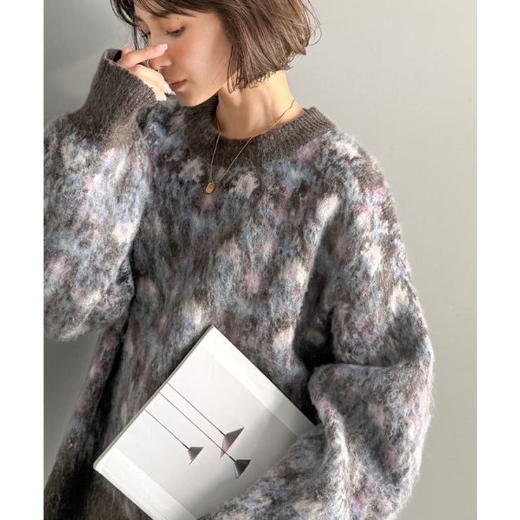 ブラウン×ブルー | ヴィンテージライクなデザインで上級見え◎アンティークラグモチーフ柄ニットPO | Classical Elf 