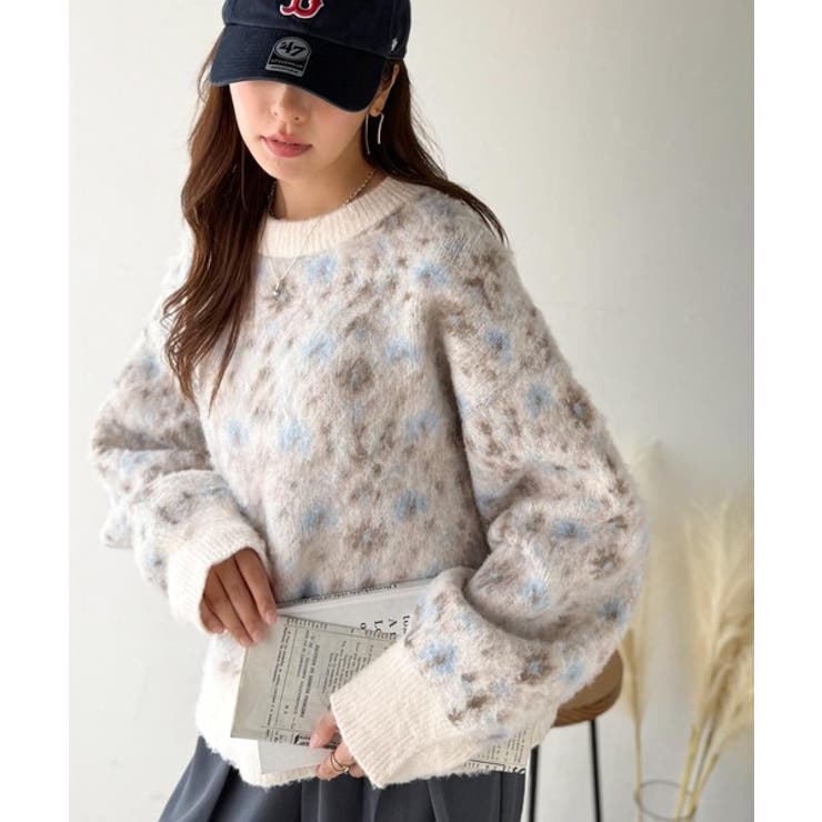 ヴィンテージライクなデザインで上級見え◎アンティークラグモチーフ柄ニットPO | Classical Elf  | 詳細画像1 