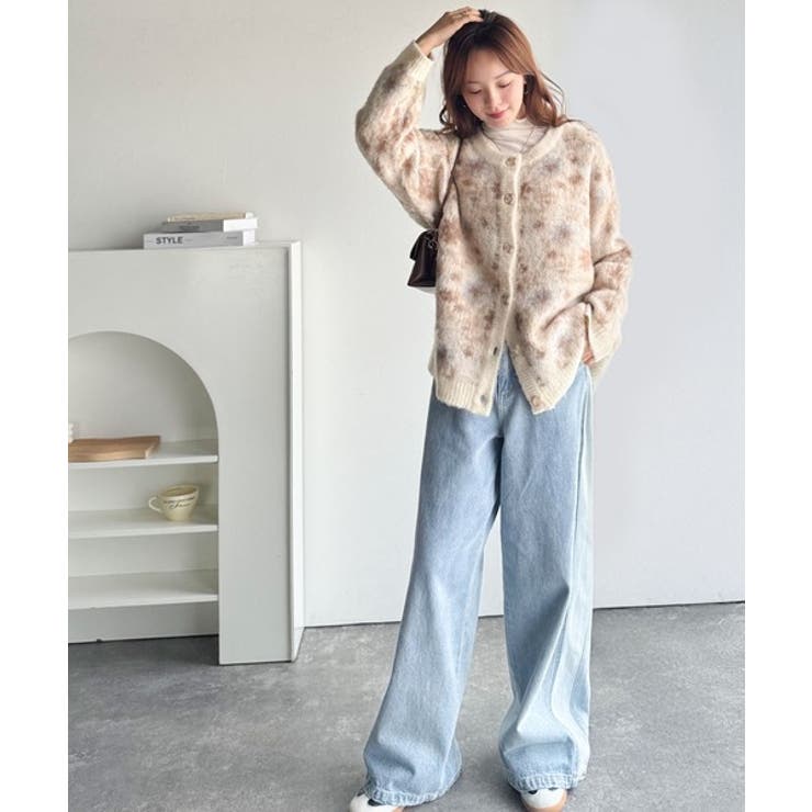 大人可愛いヴィンテージ調。モヘアタッチ前後2wayアンティークラグモチーフ柄ニッ… | Classical Elf  | 詳細画像7 