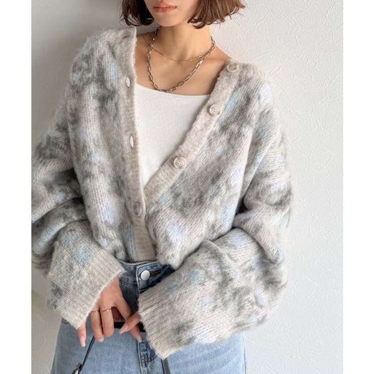 大人可愛いヴィンテージ調。モヘアタッチ前後2wayアンティークラグモチーフ柄ニッ… | Classical Elf  | 詳細画像13 